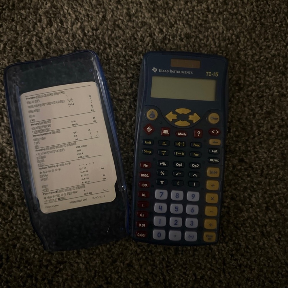 Texas Instruments TI-15 Blue and Yellow Calculator